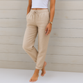 Maya | Pantalones de lino de estilo informal con cordón