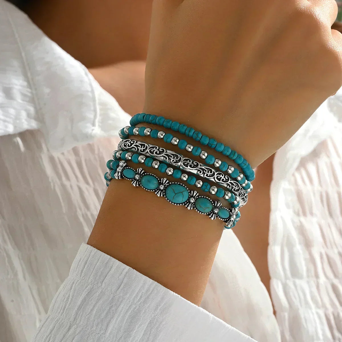 Maëlys | Pulsera multi-rangos turquesa refinada